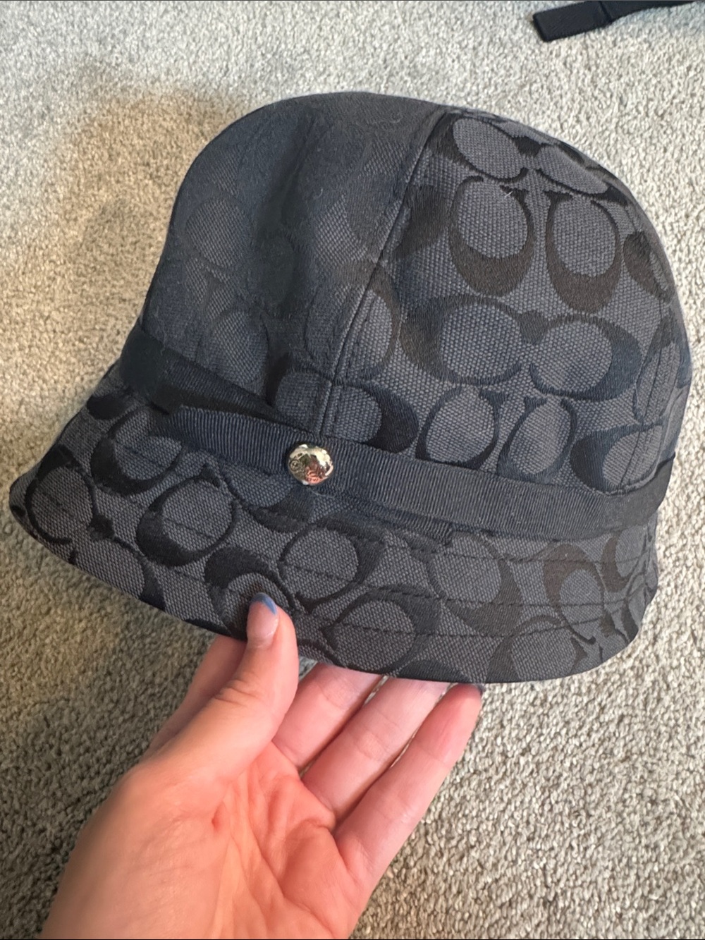 Coach Kids Black Gray Signature Bucket Hat